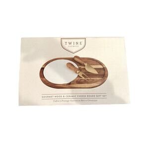 Twine Living Co Gourmet wood & ceramic cheese board set